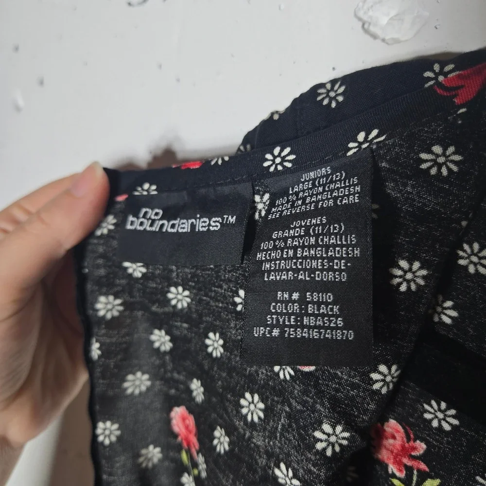 No Boundaries Dark Floral Sleeveless Mini Dress Large Y2K 90 Grunge Whimsigoth